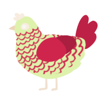 A apple and crimson chicken with a lace pattern