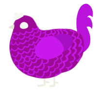 A plum and amethyst chicken with a lace pattern