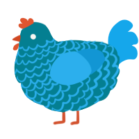 A sea and sky chicken with a lace pattern