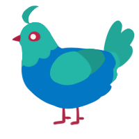 A sapphire and turquoise chicken with a head pattern