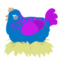 A sapphire and amethyst chicken with a half-lace pattern