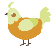 A orange and lemon chicken with a head pattern
