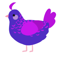 A indigo and amethyst chicken with a half-lace pattern