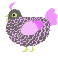 A grey and lavender chicken with a lace pattern