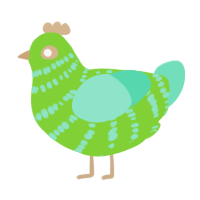 A grass and mint chicken with a bar pattern