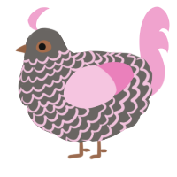 A grey and pink chicken with a lace pattern