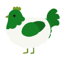 A white and leaf chicken with a head pattern