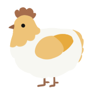 A white and honey chicken with a head pattern