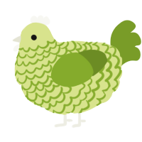 A lemon and chartreuse chicken with a lace pattern