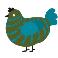 A olive and sea chicken with a bar pattern