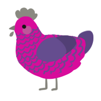 A fuchsia and overcast chicken with a lace pattern