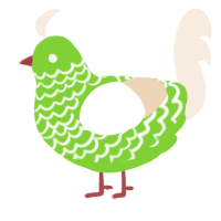 A grass and cream chicken with a lace pattern