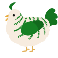 A cream and leaf chicken with a half-bar pattern