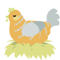 A honey and silver chicken with a half-bar pattern