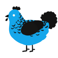 A sky and black chicken with a half-lace pattern