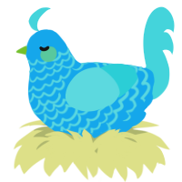 A sky and aqua chicken with a lace pattern
