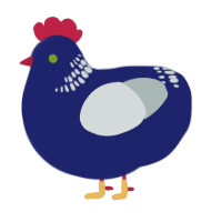 A navy and silver chicken with a neck-band pattern