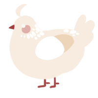 A cream chicken with a neck-speckle pattern