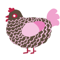 A bark and pink chicken with a lace pattern