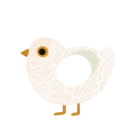 Charity, a cream and white chicken with a double-lace pattern