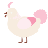 A cream and rose chicken with a neck-speckle pattern