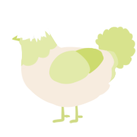 A cream and lemon chicken with a head pattern