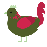 Garland, a olive and crimson chicken with a neck-speckle pattern