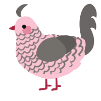 A rose and grey chicken with a lace pattern