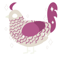 Celest, a beige and fuchsia chicken with a lace pattern