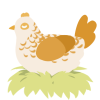 A cream and orange chicken with a half-lace pattern