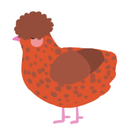 A vermilion and russet chicken with a speckle pattern
