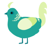 A turquoise and apple chicken with a neck-band pattern