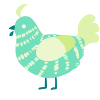 A mint and apple chicken with a bar pattern