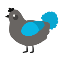 A grey and cerulean chicken