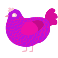 A amethyst and fuchsia chicken with a lace pattern
