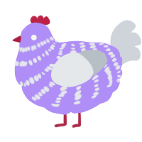 A lilac and mist chicken with a bar pattern