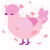 A rose and pink chicken with a bar pattern