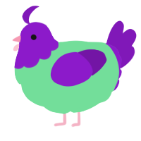 A spring and violet chicken with a head pattern