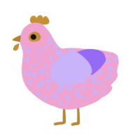 A pink and lilac chicken with a speckle pattern