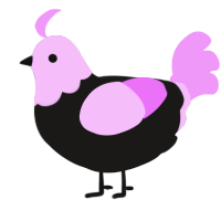 A sable and lavender chicken with a head pattern