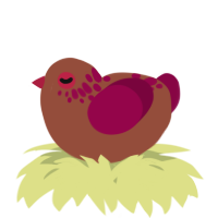 A russet and maroon chicken with a neck-speckle pattern