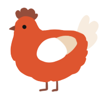 A vermilion and cream chicken