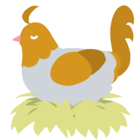 A mist and ochre chicken with a head pattern