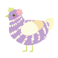 Lucille, a lilac and cream chicken with a bar pattern