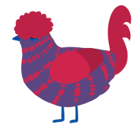 A overcast and crimson chicken with a bar pattern