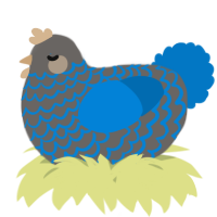 A grey and sapphire chicken with a lace pattern