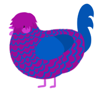 A plum and ultramarine chicken with a lace pattern