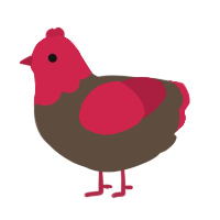 A bark and crimson chicken with a head pattern