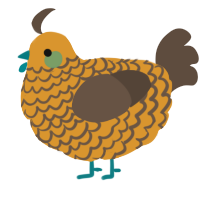 A orange and bark chicken with a lace pattern