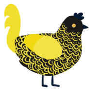 A sable and yellow chicken with a double-lace pattern